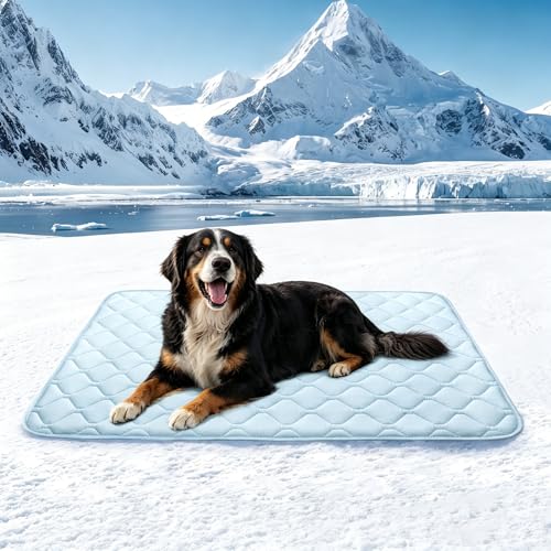 Buvlnee Dog Cooling Mat 2.0, 48x29in Portable Pet Cooling Mat for Dogs & Cats Q-Max>0.5, Durable Waterproof Washable Cooling Pad Non-Toxic - size: 48x29in