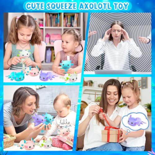 12PCS Axolotl Sensory Fidget Toy Stress Relief Squeeze Axolotl for Kid Gift | Cute Axolotl Animal Toys Bulk for Kids Adults Gift Birthday Festival Party Favors - style: 12PCS (Pure)