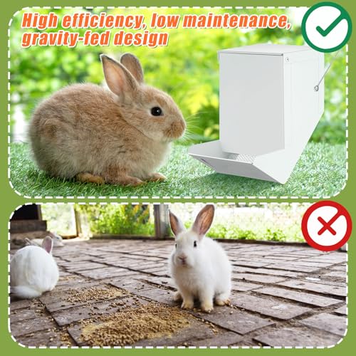 2 Pcs Rabbit Feeder for Cages Small Animal Food Pellet Dispenser with Lid Metal Chicken Grit Oyster Shell Squirrel Feeders Outside(4.7 Inches,Mesh Bottom,White) - color: White, size: 4.7 Inches, style: Mesh Bottom