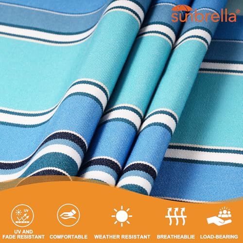 Lazy Daze 12 FT Sunbrella Quilted Hammock, Non-Fading Double Hammock | 2 Person Hammock with Pillow, Straps, Carabiners , All Weather Fade Resistant for Outside, Dolce Oasis - color: Dolce Oasis