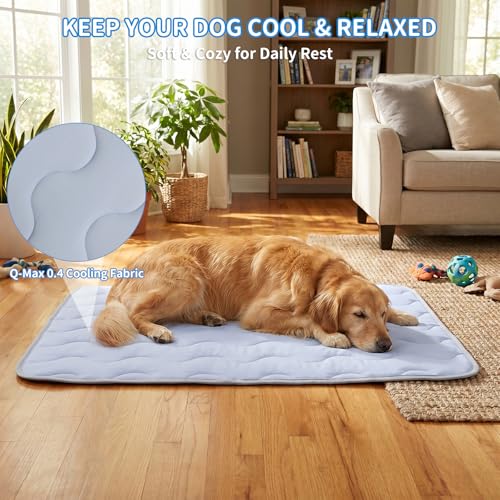 NAMOTEK Washable Dog Cooling Mat Ice Silk Cool Mat for Pet Self Comfortable Blanket Dog Pad - size: 47" x 28"