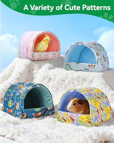 2 PCS Guinea Pig Hideout Guinea Pig House,Washable Hamster Hideout Small Animal Cage Accessories for Mouse Chinchillas Hamsters Hedgehogs Ferrets Bearded Dragons and Rats - color: Green+Yellow, size: 9.4*9.4in