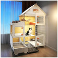 Indoor Cat Cage with Litter Box,Complimentary Cat Bed, Bowl,Teaser Wand，Cat House Large cat Villa Playpen Outdoor, Large Cat Enclosure, Small Animal Dog Kennel - size: 41.8"Lx18.1 "Wx55.6" H)