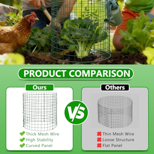 10 Pack 12x14 Inch Plant Cages, Metal Garden Protector from Animals | Garden Cloche, Plant Guard Barrier, Stakes & Zip Ties, Rabbit Squirrel Protection, Seedlings, Herbs, Vegetable Garden Beds - color: 10 Pack, size: 12x14 IN