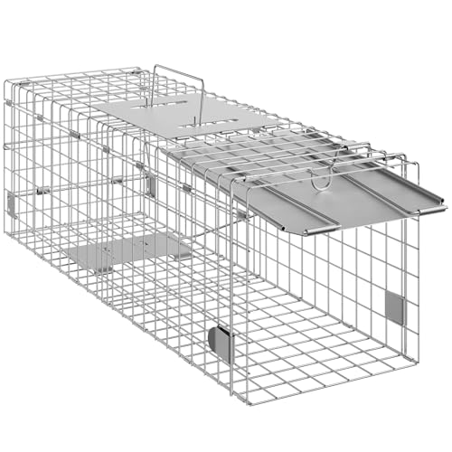VEVOR Live Animal Cage, 24" x 8" x 8" Humane Cat Cage Galvanized Iron, Folding Animal Cage with Handle - size: 24" x 8" x 8"