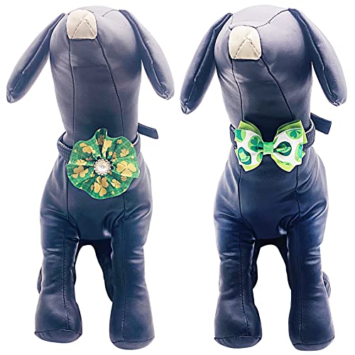 PET SHOW 4pcs Small Dogs Collar Flowers and Bows Charms For Festival Holiday Party Cats Rabbits Slides on Collars Leashes Puppies Medium Dog Collar Attachment - color: St. Patrick's-4pcs