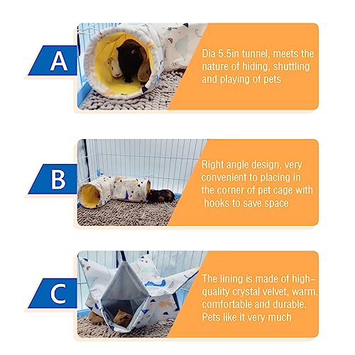 Large Caliber Guinea Pig Tunnel Hideout & Hammock, Rat Cage Corner Toy for Ferret Hedgehog Piggy to Hide and Shuttle (1. Tunnel-Dinosaur) - color: 1. Tunnel-dinosaur
