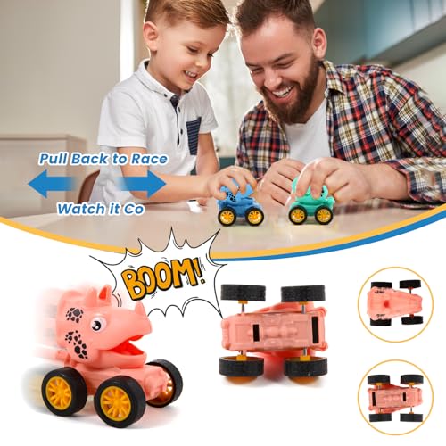 18Pcs Dinosaur Pull Back Cars Set for Kids Toddlers, Bulk Mini Racing Vehicles Toys Party Favors, Pinata Fillers, Goodie Bag Stuffers, Classroom Prizes for Boys Girls
