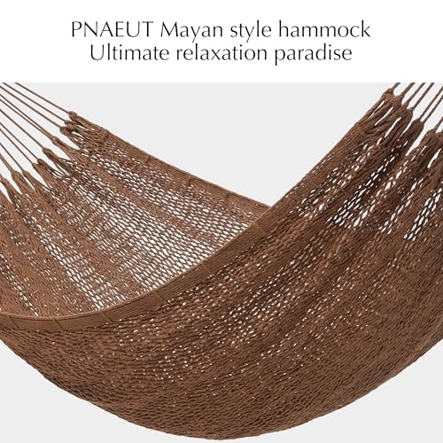 Handwoven Rope Mayan Hammock for Outside, 600 lbs Capacity | 2 Person, Portable Carrying Bag, Easy-Used Tree Straps, Carabiners, Soft Fabric, Patio (Desert, X-Large) - color: Desert, size: X-Large