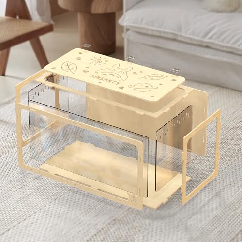 31.5 inch Wooden Hamster Cage, Large Habitat, Openable Top, Transparent Acrylic for Interior View, Ventilated, Easy to Clean, for Syrian Hamster, Dwarf Hamster, Gerbil, Other Small Pet Animals - size: 404F / 31.5"×15.8"×15.8"