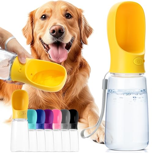 Mr. Pen- Portable Dog Water Bottle, 19 oz, Large | Leak Proof Puppy Water Dispenser with Drinking Feeder for Pets, Outdoor Walking, Hiking, Travel, Not Dishwasher Safe - color: Yellow