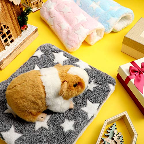Jetec 3 Pcs Guinea Pig Beds, Fleece Small Animal Mats, Star, Blue | 10 x 11 in Soft Double Sided Fleece Pad for Rabbit, Hamster, Chinchilla, Rat, Warm Hideout, Cozy Small Animal Cage Bed - color: Blue, size: Fleece, style: Star