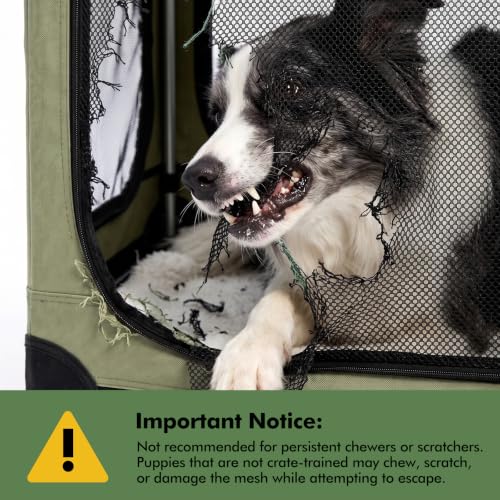 Veraste 33" L x 25" W x 25" H Collapsible Travel Dog Crate, Portable Soft Dog Kennel for Medium Large Dogs up to 60 lbs, 4-Door Foldable Travel Crate with Durable Mesh & Storage BagGreen | 4-Door Foldable Travel Crate,breathable mesh, foldable with storag