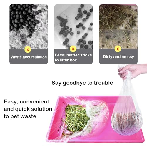Disposable Small Animal Cage Liners, Rabbit Litter Box Lines Pet Tray Liner Bags Guinea Pig Cage Toilet Plastic Film for Bird Hamster Chinchilla Hedgehog (50 PCS, 30'')