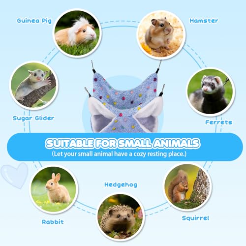 YedsIntu 3 Pcs Guinea Pig Hammock, Rat Ferret Hamster Hanging Hammock Guinea Pig Accessories for Small Animals Chinchilla Parrot Sugar Glider Ferret Squirrel (11"×11") - color: Purple, Blue, Red