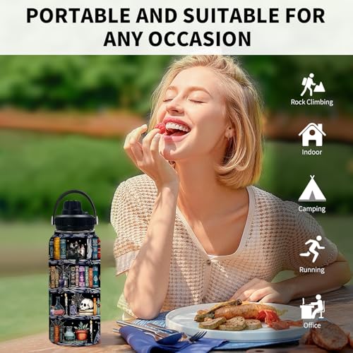 Book 32oz Water Bottle, Leak-proof Bottle, Stainless Steel Cup | 32oz Insulated Tumbler, with Handle & Lid Reusable Coffee Mug, Christmas Birthday Gift for Book Lovers Readers - color: Book
