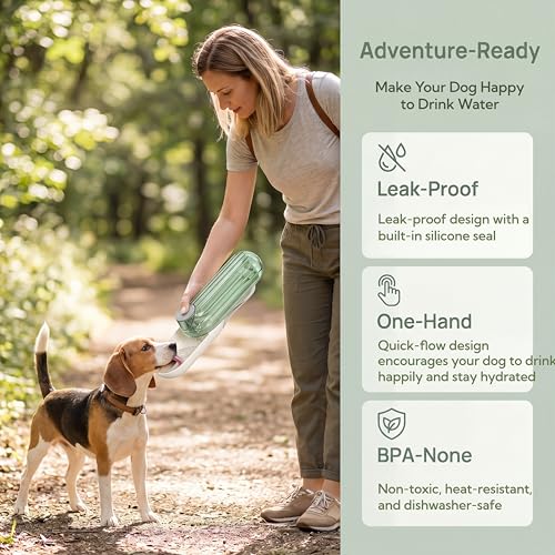 Portable Dog Water Bottle with Food Container, 2-in-1 Pet Water Dispenser & Travel Bowl, Leak-Proof Puppy Water Bottle for Small Dogs & Cats, Perfect for Walking, Hiking, Dog Mom Gifts (Beige) - color: beige