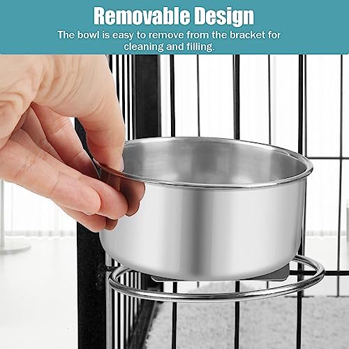 Dog Bowl Stainless Steel Dog Bowls Pet Hanging Food Water Bowl Cage Feeding Cup Feeder for Dogs Cats Rabbits Birds Small Animal (Small (2pcs) | Rust-resistant, detachable bracket for easy cleaning & refilling, no spill, for dogs/cats/rabbits/birds cage ke