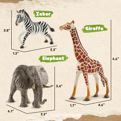 Zippytots 6PCS Safari Animal Figure Toys for Kids 3-5 Realistic Plastic Jungle Animal Figurines African Wildlife Learning Toys for Kids Boys Girls Toddlers - style: 6-PC Safari Animal Figures Set