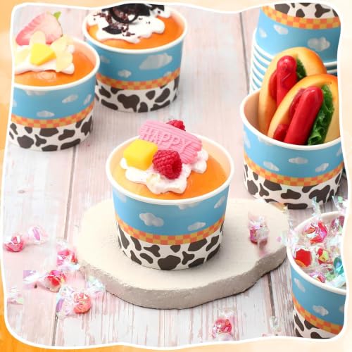 Jingmore 100 Pcs Ice Cream Paper Cups Bulk 8 oz Disposable Dessert Bowls for Hot or Cold Food Snack Treats Gift for Birthday Summer Party Favor Decoration(Cartoon) - style: Cartoon