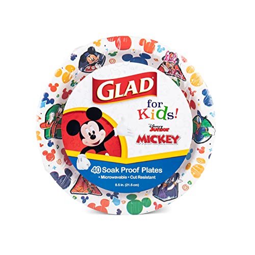 Glad Disney Mickey Mouse Paper Plates and Bowls for Kids - 40 Count Plates and 40 Count 12oz Bowls - size: 8.5" Paper Plates - 40 ct