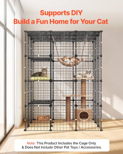 VEVOR Cat Cage 4-Tier 40.98"x40.98"x55" DIY Cat Playpen Indoor Enclosure, Detachable Metal Wire Kennel Crate with 4 Doors, Large Exercise Place Ideal for 2-3 Cats, Kittens and Small Animals, Black - size: 41.0"L x 41.0"W x 55.0"H