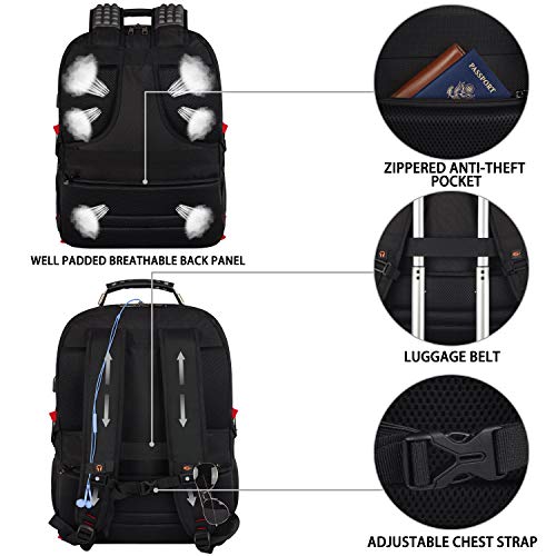 Travel Laptop Backpack,Extra Large 18.4 inch Gaming Laptop Backpacks,Big Capacity TSA Friendly RFID Anti Theft Pocket College unisex Heavy Duty Computer bag - color: Red