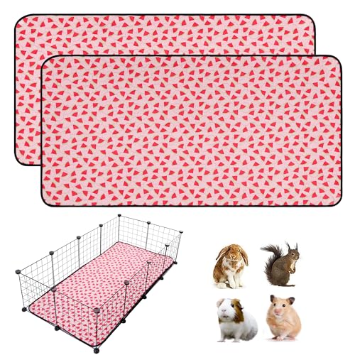 2 PCS Guinea Pig Cage Liner, Reusable Waterproof Guinea Pig Liner, Washable Small Animals Bedding, Super Absorbent Pet Pee Pads Guinea Pig Mats, Rabbit Mats for Cages (24 * 48 inch) - size: 24*48 inch 2pack