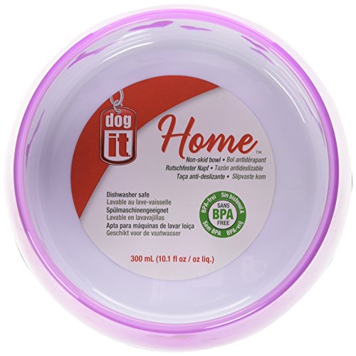 Dogit Non-Skid Dog Food and Water Bowl, Pink | BPA-Free Dish with Cute Hearts and Bones Design, Dishwasher Safe Pet Bowl, 4.9” Diameter, 10.1 fl. oz. Capacity - color: Pink
