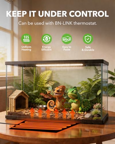 BN-LINK Reptile Heat Pad 6"X8" 8W for 10-20gal Under Tank Terrarium Heating Mat Waterproof for Turtle, Lizard, Frogs, Snake, Hermit Crab - size: 6" X 8"