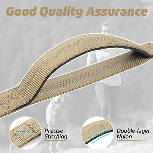 rabbitgoo Tactical Dog Leash, Heavy Duty Training Bungee Lead | Military Leash with 2 Padded Control Handles for Medium Large Dogs, No Pull for Shock Absorption, Reflective, Brown, 6FT - color: Brown, size: Max: 6ft
