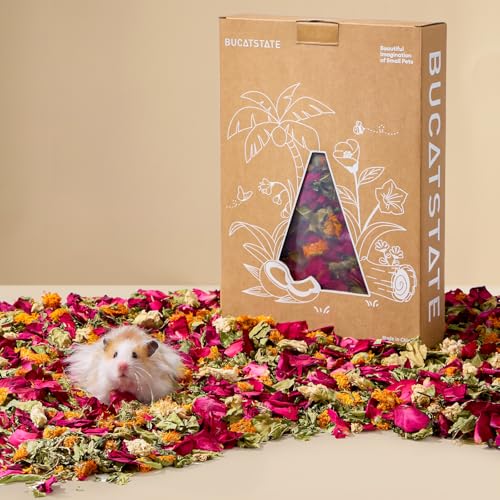 BUCATSTATE 5L Natural Flower & Hamster Bedding | Soft Natural Bedding for Hamster Enrichment for Small Pets & Dwarf Syrian Hamsters, Gerbils, Mice