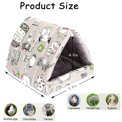 Guinea Pig Hideout Cozy Cotton Washable Tent for Small Animals | Hamster Bed, Portable House Cage Accessories Bunny Hedgehog Mouse Chinchillas Ferrets Bearded Dragons Rats (6.8"x7.4") - color: Gray