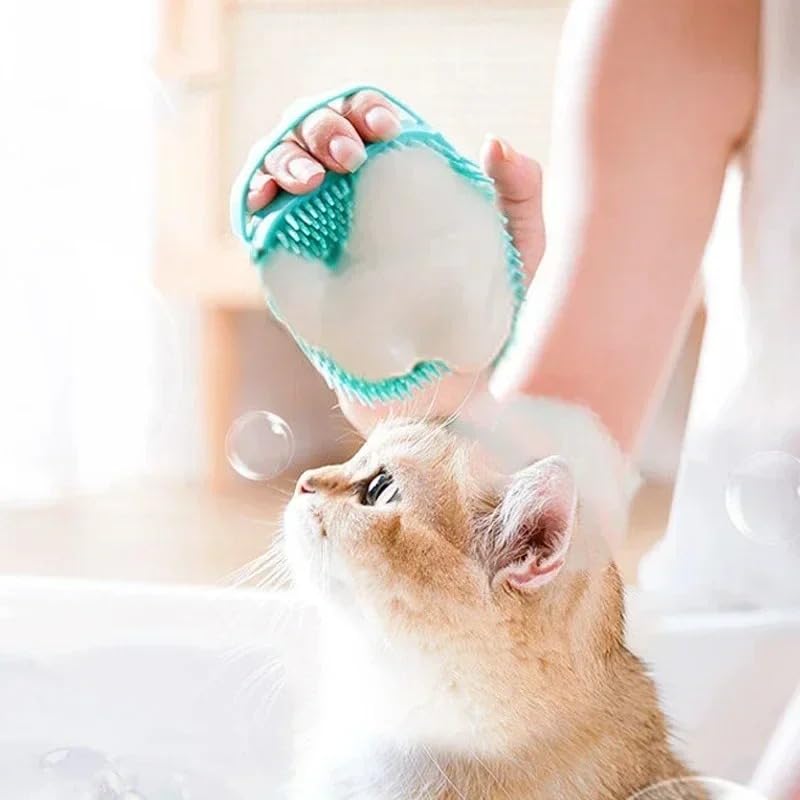 Soft Silicone Pet Brush - Invigorating Massage & Easy Cleaning for Dogs and Cats - Built-In Shower Gel Dispenser for Pampering Grooming Sessions - color: Yellow