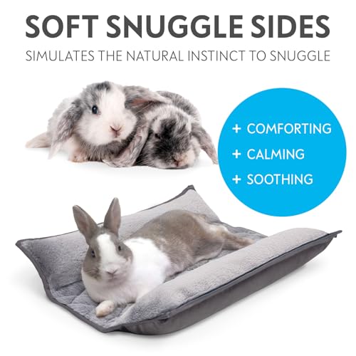 Paw Inspired Snuggle Bunny Bolster Bed, Gray/Faux Fur, 17x17 Inch | Reversible Flop Mat, Ultra-Soft Fleece Bedding with Padded Sides for Rabbits, Cats, Dogs, Small Pets and Animals - color: Gray/Faux Fur
