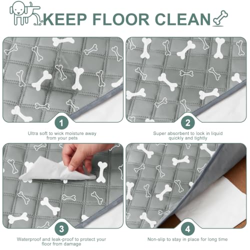 Eterish Reusable Washable Pee Pads for Dogs Large/Extra Large 36'' x 41'' 2 Pack, Absorbent Pet Puppy Dog Training Pads Non-Slip, Waterproof Whelping Potty Pads for Dogs Leak-Proof - color: Grey/Bone, size: 2 Pack (36"x41")