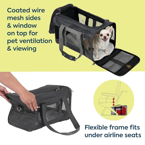 Sherpa Original Deluxe Travel Pet Carrier, Airline Approved & Guaranteed On Board - Charcoal Gray, Medium - color: Charcoal Gray, size: 17.0"L x 11.0"W x 10.5"H