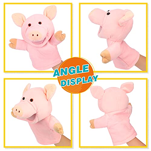 Easfan Pink Pig Hand Puppet with Movable Mouth Plush Toy for Kids 10" | Role play preschool teaching, cute Pig stuffed animal, creativity imagination, Easter Christmas birthday holiday gift - style: Pig