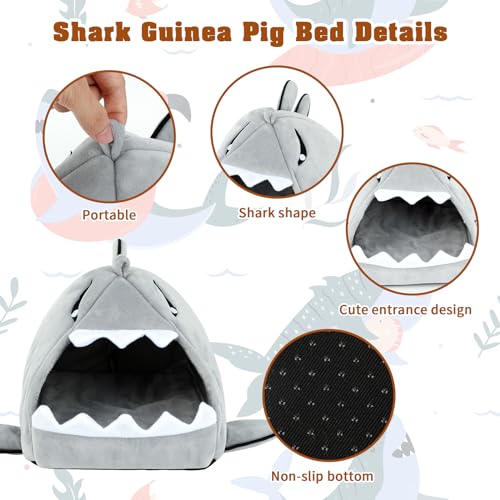 YUEPET Guinea Pig Bed 2 Pack, Washable Guinea Pig Hideouts, Shark & Giraffe | Guinea Pig Hideout, Guinea Pig House, Soft Plush Fabric, Washable Cave Beds, Anti-Slip Bottoms, Shark & Giraffe Designs - color: Shark and Giraffe