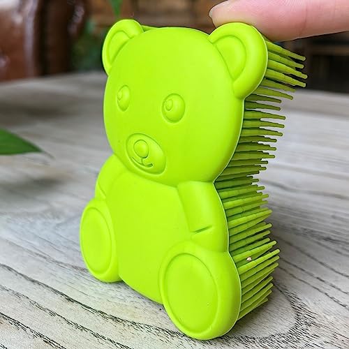 Premium Sensory Brush for Kids or Autism,Soft Silicone Body Scrubber,2 in 1 Sensory Room Occupational Therapy Fidget Brushes,Silicone Loofah,Pets Shower Brushes Bath Brush Shampoo Brush（Bear-Green） - color: Bear-green