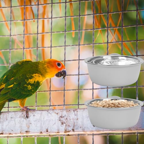 2 Pcs Crate Dog Bowl, Removable Stainless Steel Pet Kennel Hanging Food Water Feeder Bowl Set Non-Spill Cage Feeder for Puppy Small Medium Dog Cat Rabbit Ferret Bird