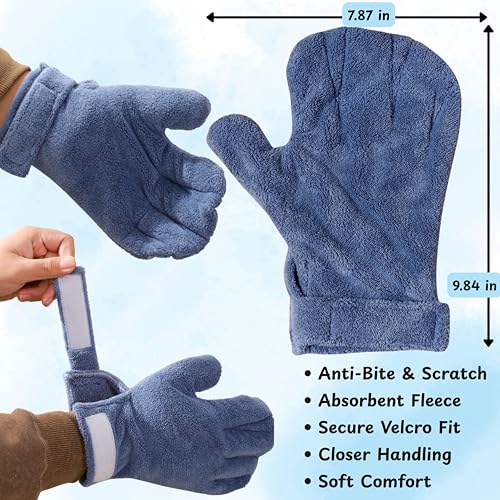 Sugar Glider Nail Trimming Kit with Handling Glove and Nail Scissors (Blue) | Small guide-hole scissors for tiny claws with a soft glove for handling