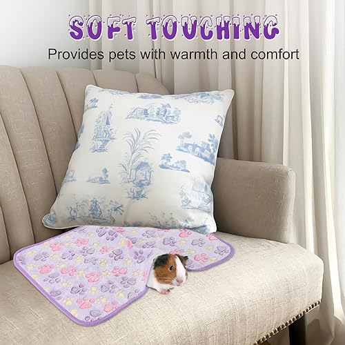 YUEPET 3 Pack Waterproof Guinea Pig Blankets, Fleece Cage Liners, M | Guinea Pig Fleece Cage Liners, Waterproof Backing, Machine Washable, Soft Fleece bunny blanket, 35 x 24 in - color: Purple+blue+beige+white+pink+coffee, size: S-23"×16"