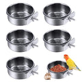 PINVNBY Parrot Feeding Cups Birds Food Dish Stainless Steel Parrot Feeders Water Cage Bowls with Clamp Holder for Cockatiel Conure Budgies Parakeet Macaw Small Animal Chinchilla Pack of 6
