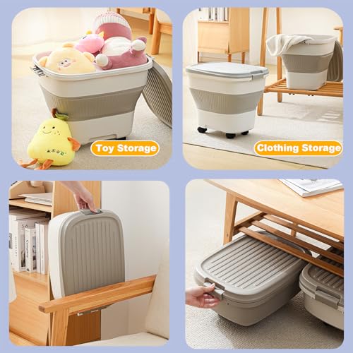 SEWIU 2pack 35 lbs Dog Food Storage Container,Collapsible Dog Food Container with Scoop,Pet Food Storage Containers to Keep Dry Food Fresh,Easy to Move - color: 2-35LB-Gray