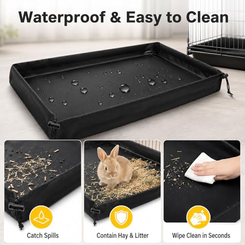 Cage Liner for Guinea or Rabbit: 24 x 48 Inch Small Pet Bedding Pad Accessories, Washable & Waterproof Mat for Bunny or Hamster (Without Cage)