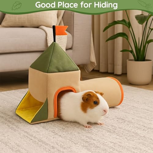 Hamster Hideout Tunnel, Castle Toy Play Tube for Small Pets, 3 Cave House for Gerbil, Mouse, and Small Rodents Chinchilla Rat Hedgehog