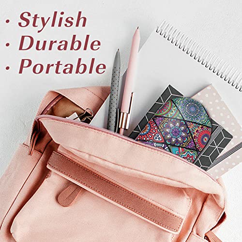 MoKo Double Eyeglass Case,Glasses and contact case 2 in 1 with Mirror | Double Sided Portable Contact Case and Mirror Tweezers Remover,Sunglasses case Container Soak Storage Kit for Women,Rhombic - color: Rhombic Datura