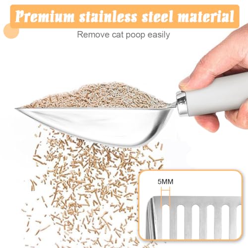 Cat Litter Scoop - Stainless Steel Metal Cat Litter Scoop-Sturdy Mesh Scooper - Mesh Shovel-Easy to Clean - Suitable for Cat Litter Box -Grey White-Christmas - color: Grey White, size: M