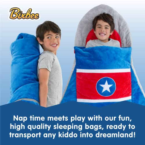 Bixbee Kids Sleeping Bag, Soft Sleepy Sack for Kids & Toddlers | Easy Roll Up Design for Daycare + Naptime, 60 x 22 Inches | Cozy Slumber Bag with Lining | Rocket Sleeping Bag for Boys + Girls